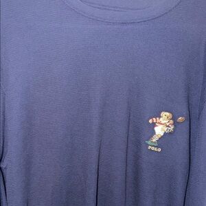 Polo by Ralph Lauren Long Sleeve Navy waffle knit with Rugby Bear Design
